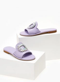Σανδάλια δερμάτινα IRIS με ιριδίζουσες πέτρες - Λιλά -The Fashion Project κατάστημα sandalia dermatina iris me iridizouses petres 104323 8rkf