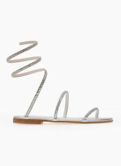 Σανδάλια δερμάτινα με κρύσταλλα Iris - Ασημί -The Fashion Project κατάστημα sandalia dermatina iris me krustalla 104012 gksf
