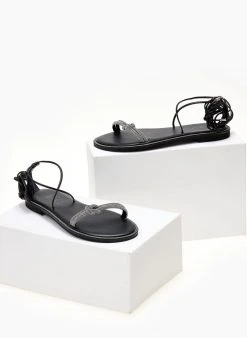 Σανδάλια δερμάτινα με κορδόνια και στρας Iris - Μαύρο/Ασημί 13 Σανδάλια δερμάτινα με κορδόνια και στρας Iris - Μαύρο/Ασημί -The Fashion Project κατάστημα sandalia dermatina iris me lace up desimo 104729 1icp