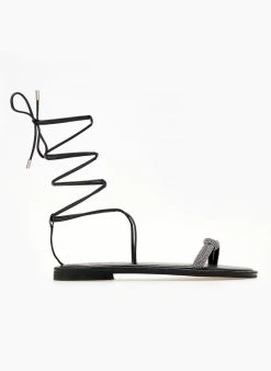 Σανδάλια δερμάτινα με κορδόνια και στρας Iris - Μαύρο/Ασημί 14 Σανδάλια δερμάτινα με κορδόνια και στρας Iris - Μαύρο/Ασημί -The Fashion Project κατάστημα sandalia dermatina iris me lace up desimo 104729 hp6g