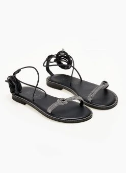 Σανδάλια δερμάτινα με κορδόνια και στρας Iris - Μαύρο/Ασημί 11 Σανδάλια δερμάτινα με κορδόνια και στρας Iris - Μαύρο/Ασημί -The Fashion Project κατάστημα sandalia dermatina iris me lace up desimo 104729 vta8