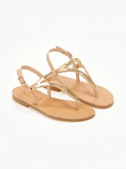 Σανδάλια δερμάτινα με μεταλλικό τρίγωνο Iris - Φυσικό -The Fashion Project κατάστημα sandalia dermatina iris me metalliko trigwno 105439 k751