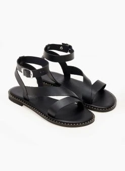 Σανδάλια δερμάτινα με μπαρέτα Iris - Μαύρο -The Fashion Project κατάστημα sandalia dermatina iris me mpareta 102698 4yek