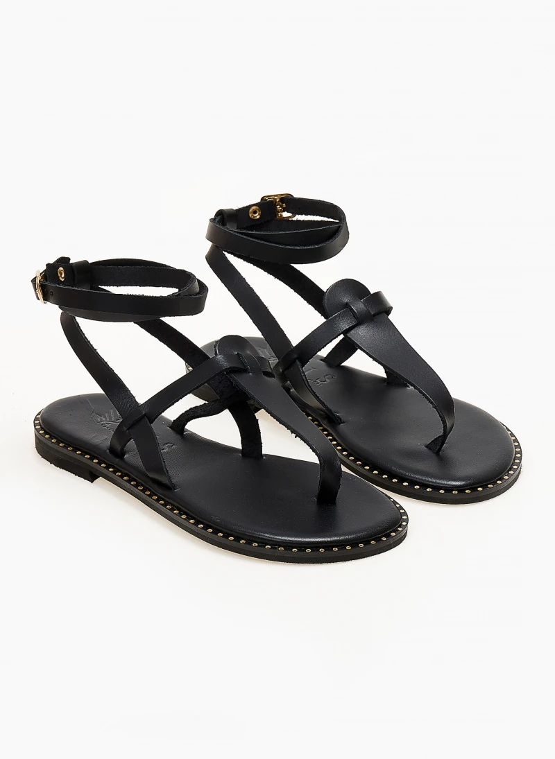 Σανδάλια δερμάτινα με μπαρέτα Iris - Μαύρο 4 Σανδάλια δερμάτινα με μπαρέτα Iris - Μαύρο - Image 2