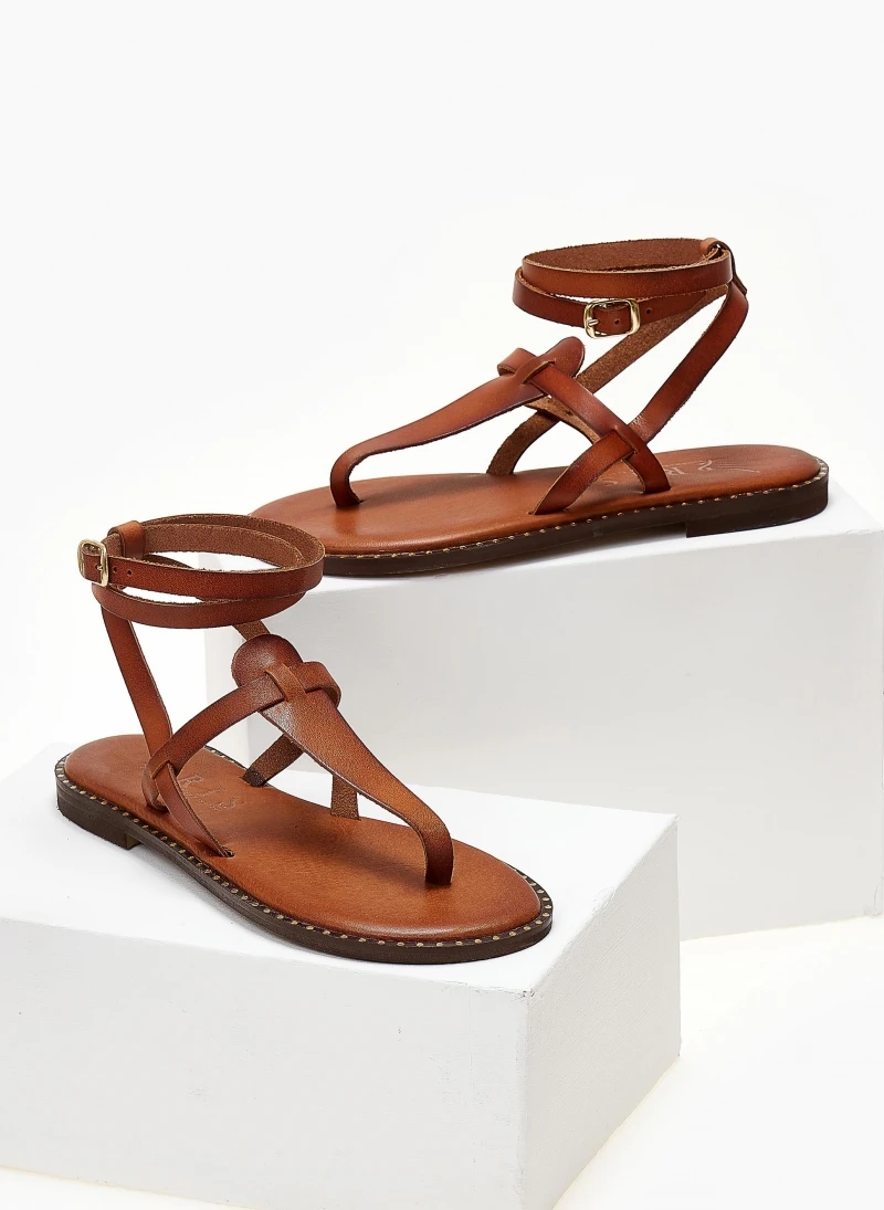 Σανδάλια δερμάτινα με μπαρέτα Iris - Ταμπά 5 Σανδάλια δερμάτινα με μπαρέτα Iris - Ταμπά - Image 3