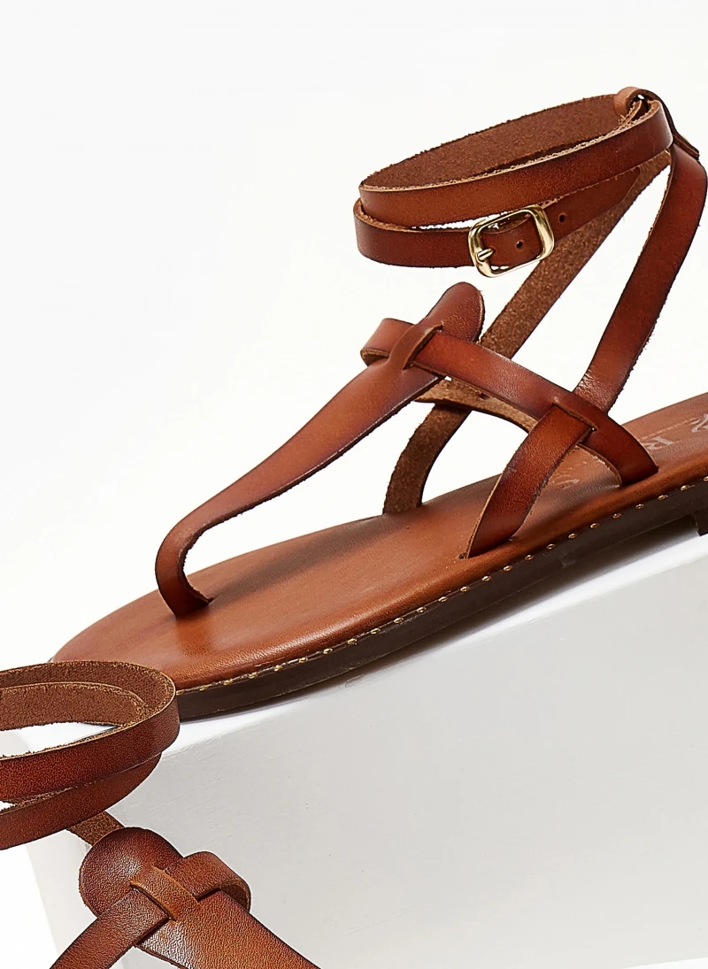 Σανδάλια δερμάτινα με μπαρέτα Iris - Ταμπά 4 Σανδάλια δερμάτινα με μπαρέτα Iris - Ταμπά - Image 2