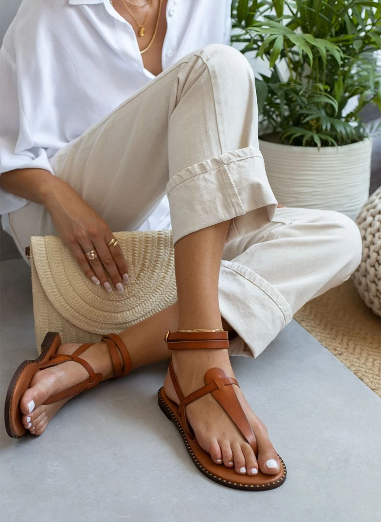 Σανδάλια δερμάτινα με μπαρέτα Iris - Ταμπά 6 Σανδάλια δερμάτινα με μπαρέτα Iris - Ταμπά - Image 4