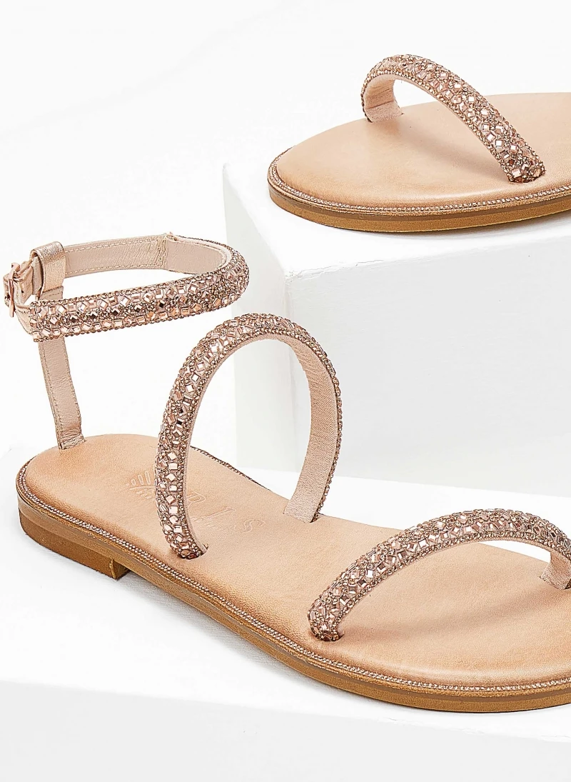 Σανδάλια δερμάτινα με πέτρες Iris - Χαλκός 4 Σανδάλια δερμάτινα με πέτρες Iris - Χαλκός - Image 2