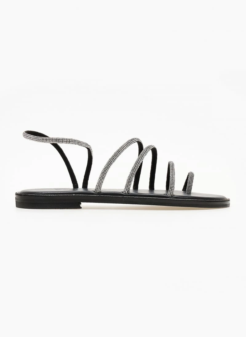 Σανδάλια δερμάτινα με στρας λουράκια Iris - Μαύρο/Ασημί 4 Σανδάλια δερμάτινα με στρας λουράκια Iris - Μαύρο/Ασημί - Image 2