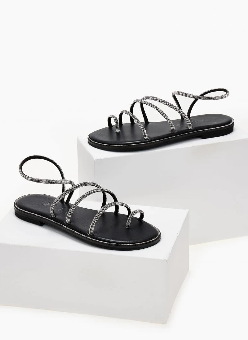 Σανδάλια δερμάτινα με στρας λουράκια Iris - Μαύρο/Ασημί 7 Σανδάλια δερμάτινα με στρας λουράκια Iris - Μαύρο/Ασημί - Image 5