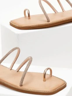 Σανδάλια δερμάτινα με στρας στη σόλα Iris - Χαλκός -The Fashion Project κατάστημα sandalia dermatina iris me strass sti sola 105392 4hy8