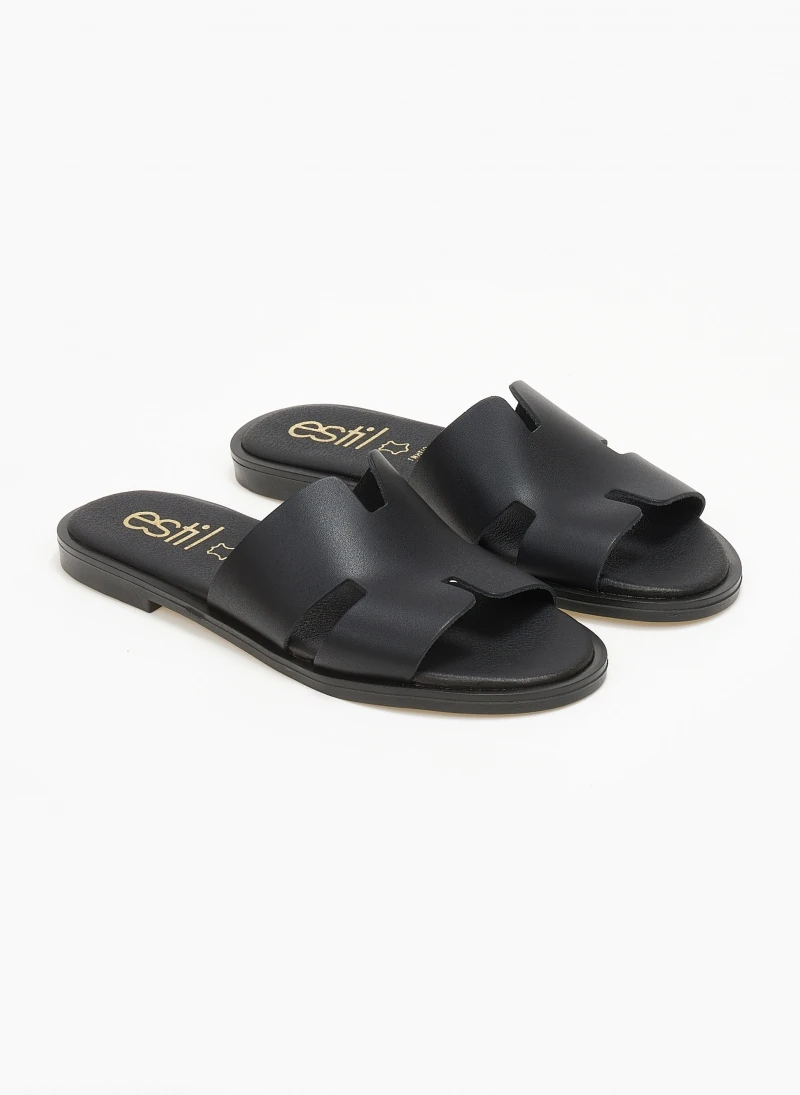 Σανδάλια δερμάτινα με ανοίγματα Estil - Μαύρο 6 Σανδάλια δερμάτινα με ανοίγματα Estil - Μαύρο - Image 4