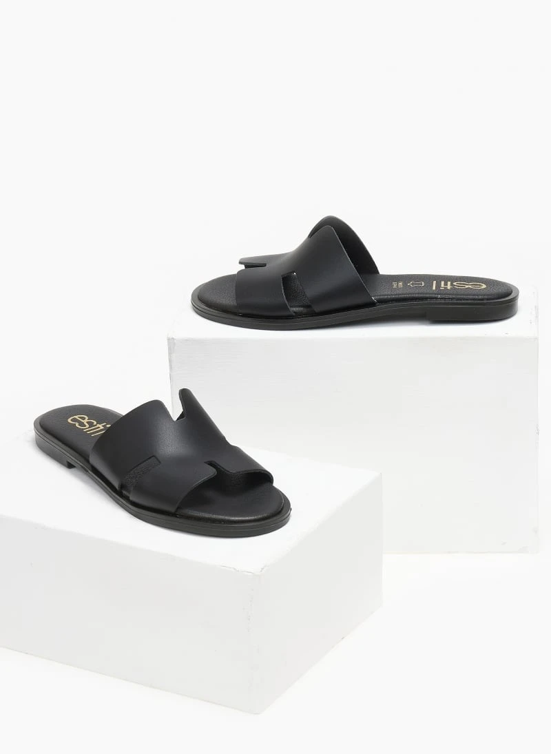 Σανδάλια δερμάτινα με ανοίγματα Estil - Μαύρο 4 Σανδάλια δερμάτινα με ανοίγματα Estil - Μαύρο - Image 2