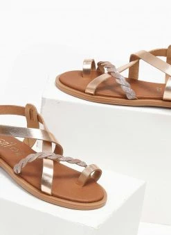 Σανδάλια δερμάτινα με Glitter Estil - Χαλκός -The Fashion Project κατάστημα sandalia dermatina me glitter estil 110781 kriz