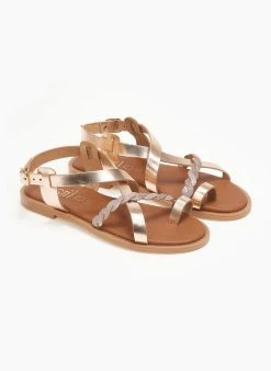 Σανδάλια δερμάτινα με Glitter Estil - Χαλκός -The Fashion Project κατάστημα sandalia dermatina me glitter estil 110781 r92d