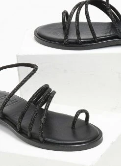 Σανδάλια δερμάτινα με λοξά λουράκια Tfp - Μαύρο -The Fashion Project κατάστημα sandalia dermatina me loksa lourakia tfp 111753 fm1o