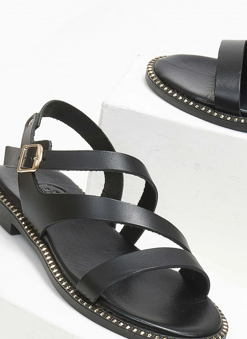 Σανδάλια δερμάτινα με λοξά λουράκια Tfp - Μαύρο 6 Σανδάλια δερμάτινα με λοξά λουράκια Tfp - Μαύρο - Image 4