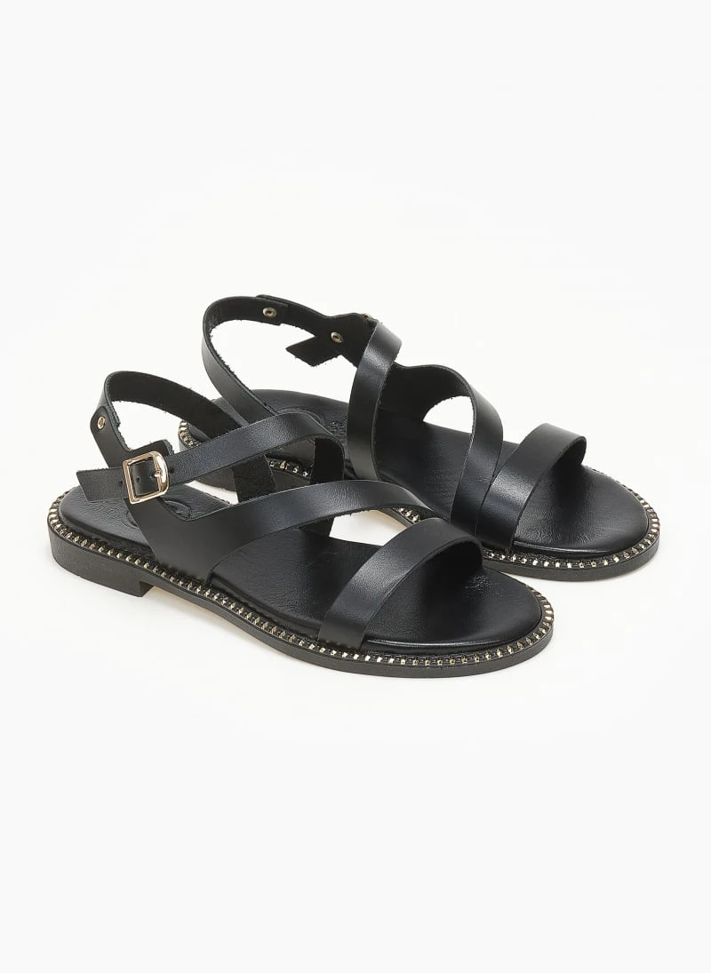 Σανδάλια δερμάτινα με λοξά λουράκια Tfp - Μαύρο 4 Σανδάλια δερμάτινα με λοξά λουράκια Tfp - Μαύρο - Image 2