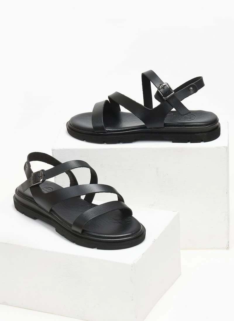 Σανδάλια δερμάτινα με λοξό λουράκι Tfp - Μαύρο 4 Σανδάλια δερμάτινα με λοξό λουράκι Tfp - Μαύρο - Image 2