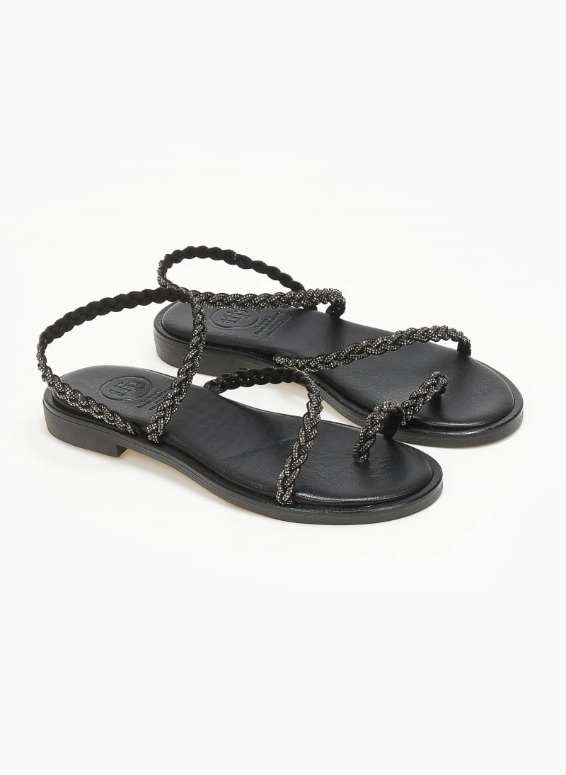 Σανδάλια δερμάτινα με λουράκι πλεξούδα Tfp - Μαύρο 6 Σανδάλια δερμάτινα με λουράκι πλεξούδα Tfp - Μαύρο - Image 4