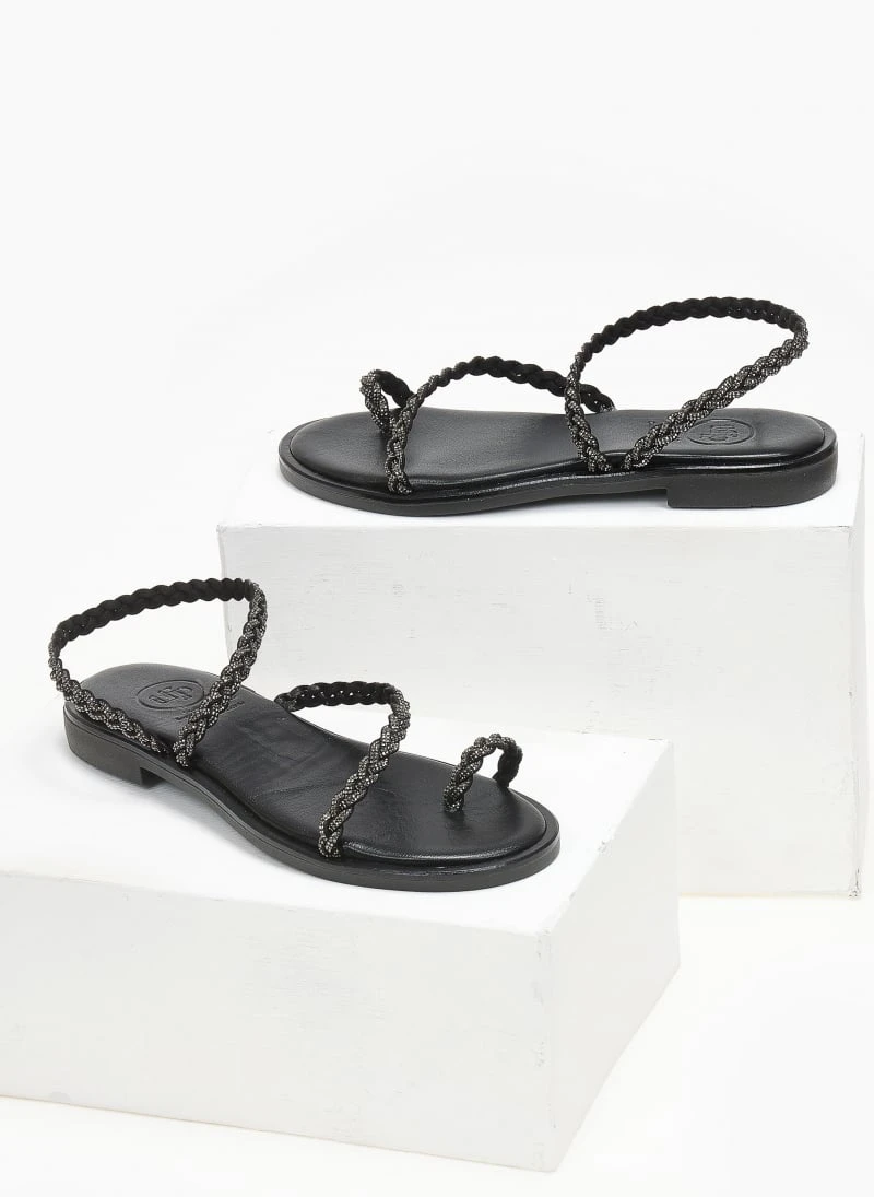 Σανδάλια δερμάτινα με λουράκι πλεξούδα Tfp - Μαύρο 4 Σανδάλια δερμάτινα με λουράκι πλεξούδα Tfp - Μαύρο - Image 2