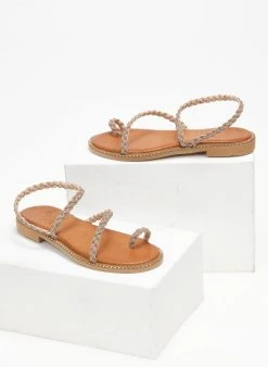 Σανδάλια δερμάτινα με λουράκι πλεξούδα Tfp - Χαλκός -The Fashion Project κατάστημα sandalia dermatina me louraki pleksouda tfp 111751 9co3