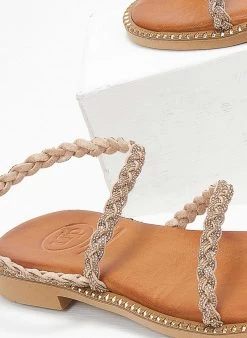 Σανδάλια δερμάτινα με λουράκι πλεξούδα Tfp - Χαλκός -The Fashion Project κατάστημα sandalia dermatina me louraki pleksouda tfp 111751 9yzl