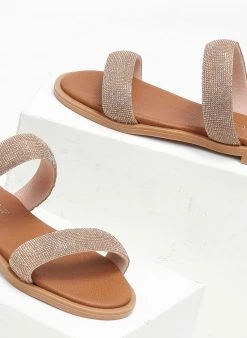 Σανδάλια δερμάτινα με στρας Estil - Ταμπά -The Fashion Project κατάστημα sandalia dermatina me stras estil 111628 0hjz