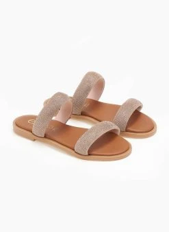 Σανδάλια δερμάτινα με στρας Estil - Ταμπά -The Fashion Project κατάστημα sandalia dermatina me stras estil 111628 wa1g