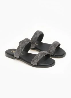 Σανδάλια δερμάτινα με στρας Estil - Μαύρο -The Fashion Project κατάστημα sandalia dermatina me stras estil 111629 4fkl