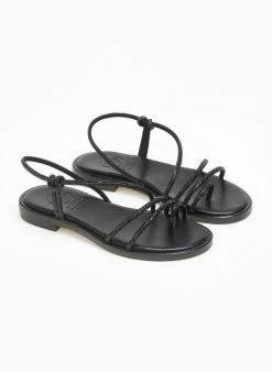 Σανδάλια δερμάτινα με στρας λουράκια Tfp - Μαύρο -The Fashion Project κατάστημα sandalia dermatina me stras lourakia tfp 111747 p0oh