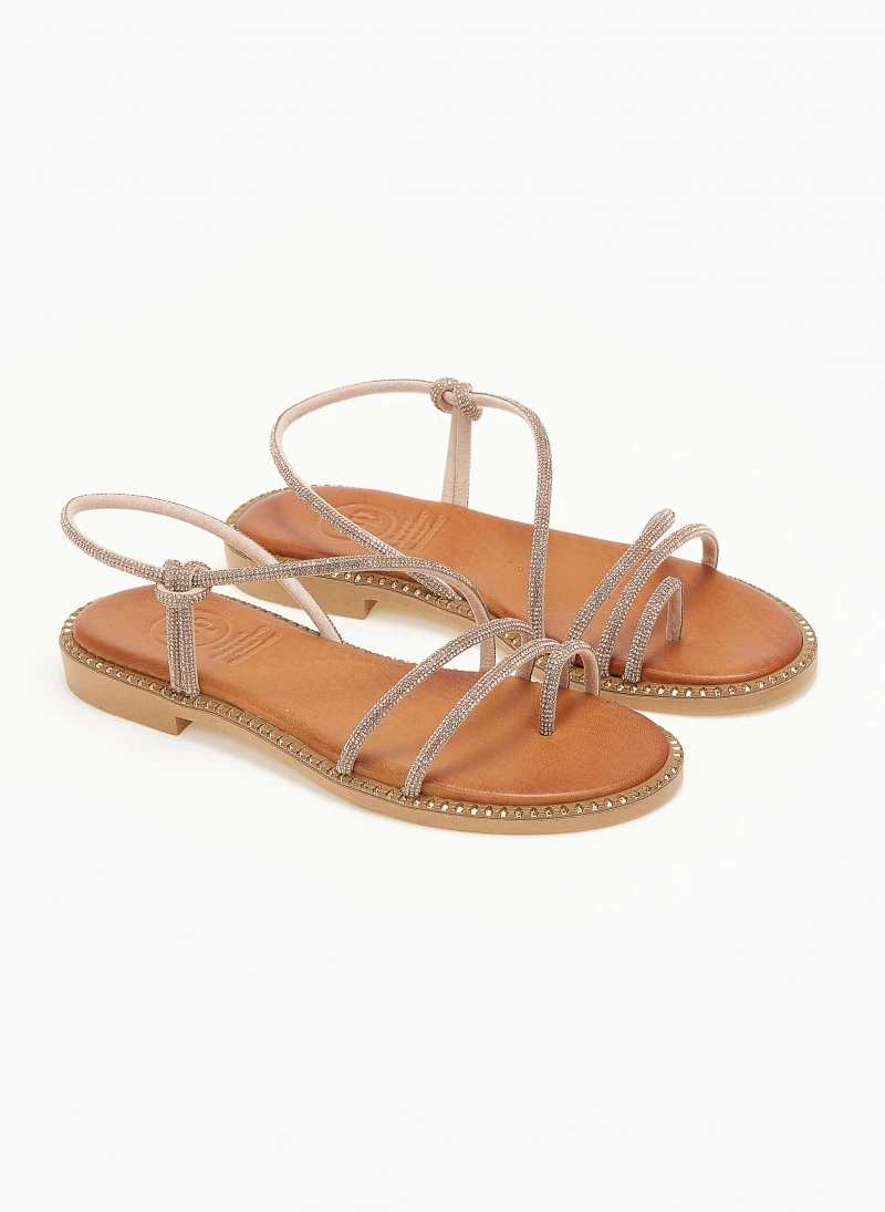 Σανδάλια δερμάτινα με στρας λουράκια Tfp - Χαλκός 6 Σανδάλια δερμάτινα με στρας λουράκια Tfp - Χαλκός - Image 4