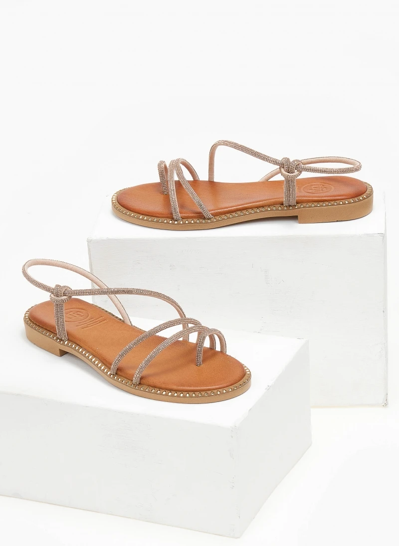 Σανδάλια δερμάτινα με στρας λουράκια Tfp - Χαλκός 4 Σανδάλια δερμάτινα με στρας λουράκια Tfp - Χαλκός - Image 2