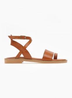 Σανδάλια δερμάτινα με χιαστί δέσιμο Tfp - Ταμπά