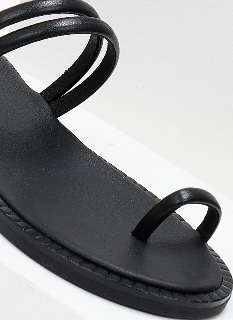 Σανδάλια δερμάτινα με διπλό λουράκι Tfp - Μαύρο 5 Σανδάλια δερμάτινα με διπλό λουράκι Tfp - Μαύρο - Image 3