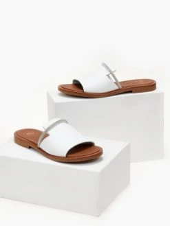 Σανδάλια δερμάτινα με φαρδιά φάσα Tfp - Λευκό -The Fashion Project κατάστημα sandalia dermatina tfp me fardia fasa 105434 05h2