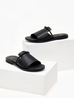 Σανδάλια δερμάτινα με φαρδιά φάσα Tfp - Μαύρο -The Fashion Project κατάστημα sandalia dermatina tfp me fardia fasa 105435 dckm