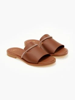 Σανδάλια δερμάτινα με φαρδιά φάσα Tfp - Ταμπά -The Fashion Project κατάστημα sandalia dermatina tfp me fardia fasa 105436 ygly