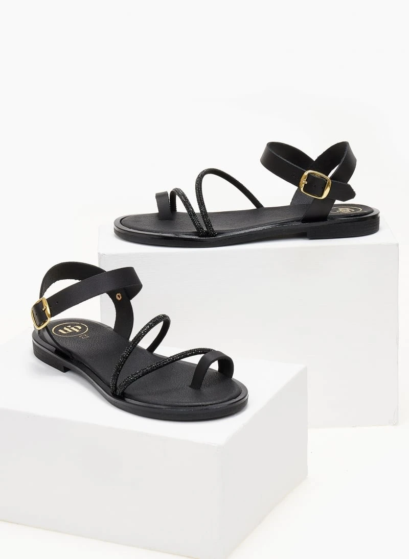 Σανδάλια δερμάτινα με κούμπωμα στο πλάι Tfp - Μαύρο 7 Σανδάλια δερμάτινα με κούμπωμα στο πλάι Tfp - Μαύρο - Image 5
