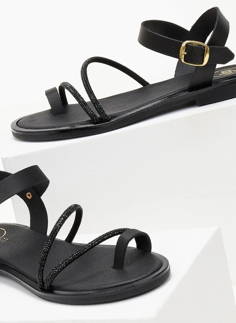 Σανδάλια δερμάτινα με κούμπωμα στο πλάι Tfp - Μαύρο 4 Σανδάλια δερμάτινα με κούμπωμα στο πλάι Tfp - Μαύρο - Image 2