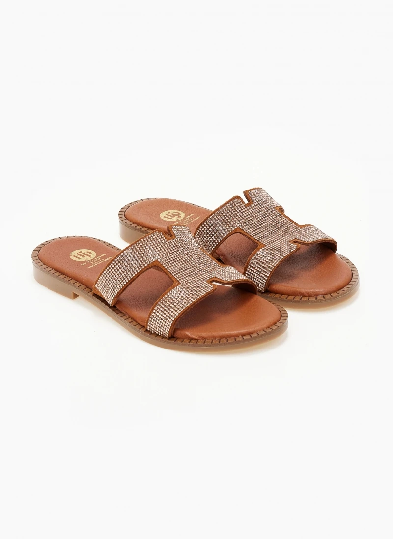 Σανδάλια δερμάτινα με στρας Tfp - Χαλκός 3 Σανδάλια δερμάτινα με στρας Tfp - Χαλκός