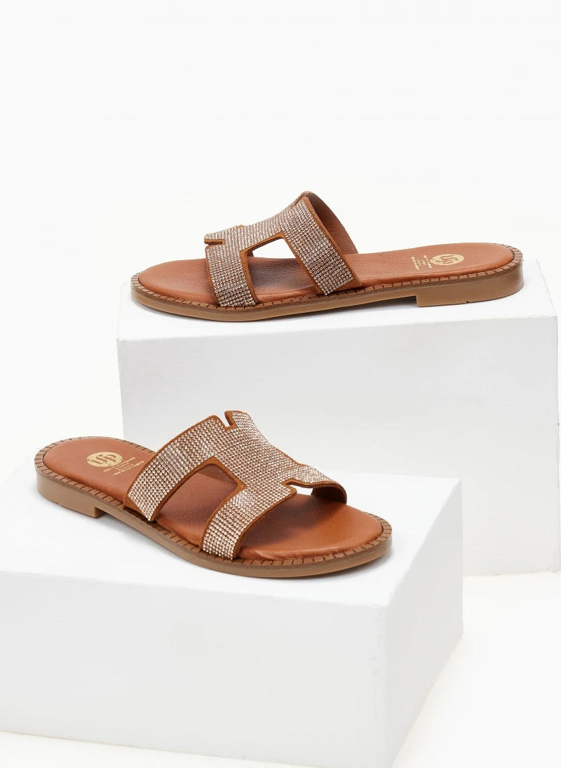 Σανδάλια δερμάτινα με στρας Tfp - Χαλκός 6 Σανδάλια δερμάτινα με στρας Tfp - Χαλκός - Image 4