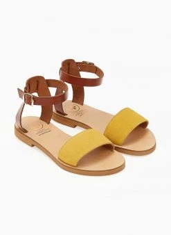 Σανδάλια δερμάτινα με μπαρέτα Tfp - Κίτρινο -The Fashion Project κατάστημα sandalia dermatina tfp me mpareta 104233 sk4z