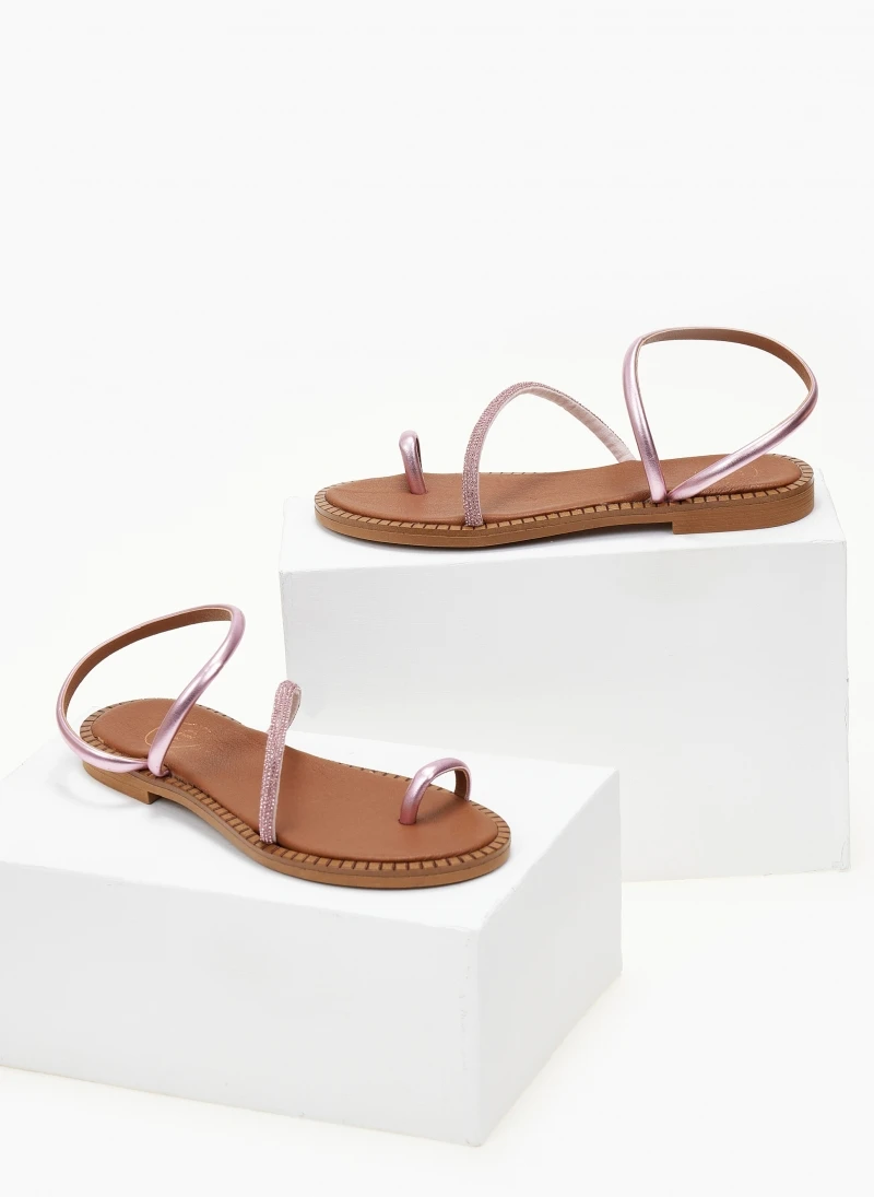 Σανδάλια δερμάτινα με περαστό λουράκι Tfp - Ροζ 5 Σανδάλια δερμάτινα με περαστό λουράκι Tfp - Ροζ - Image 3