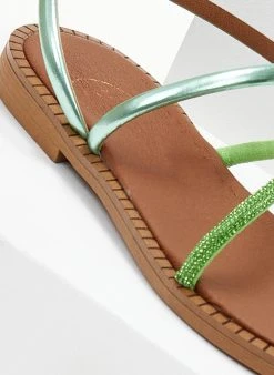 Σανδάλια δερμάτινα με περαστό λουράκι Tfp - Πράσινο -The Fashion Project κατάστημα sandalia dermatina tfp me perasto louraki 105322 istp