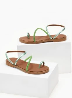 Σανδάλια δερμάτινα με περαστό λουράκι Tfp - Πράσινο -The Fashion Project κατάστημα sandalia dermatina tfp me perasto louraki 105322 jg6n