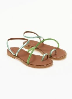 Σανδάλια δερμάτινα με περαστό λουράκι Tfp - Πράσινο -The Fashion Project κατάστημα sandalia dermatina tfp me perasto louraki 105322 s84e
