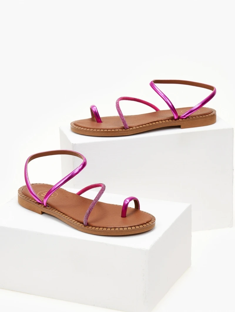 Σανδάλια δερμάτινα με περαστό λουράκι Tfp - Φούξια 5 Σανδάλια δερμάτινα με περαστό λουράκι Tfp - Φούξια - Image 3