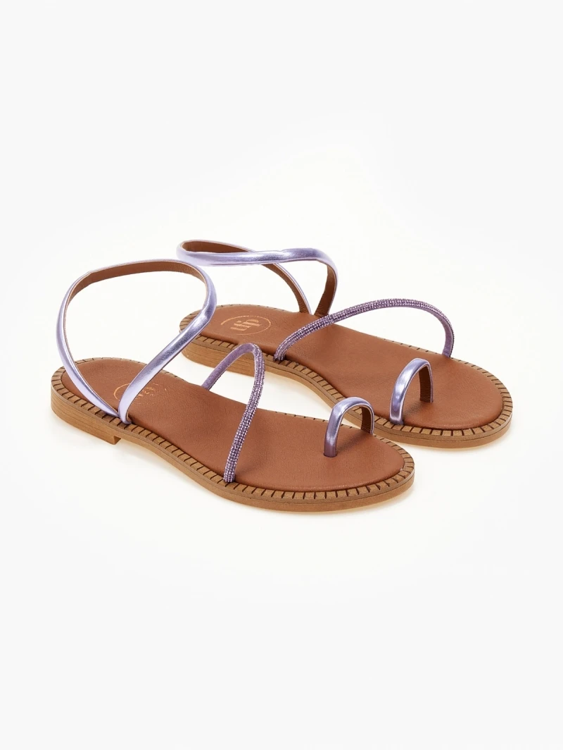 Σανδάλια δερμάτινα με περαστό λουράκι Tfp - Λιλά 4 Σανδάλια δερμάτινα με περαστό λουράκι Tfp - Λιλά - Image 2