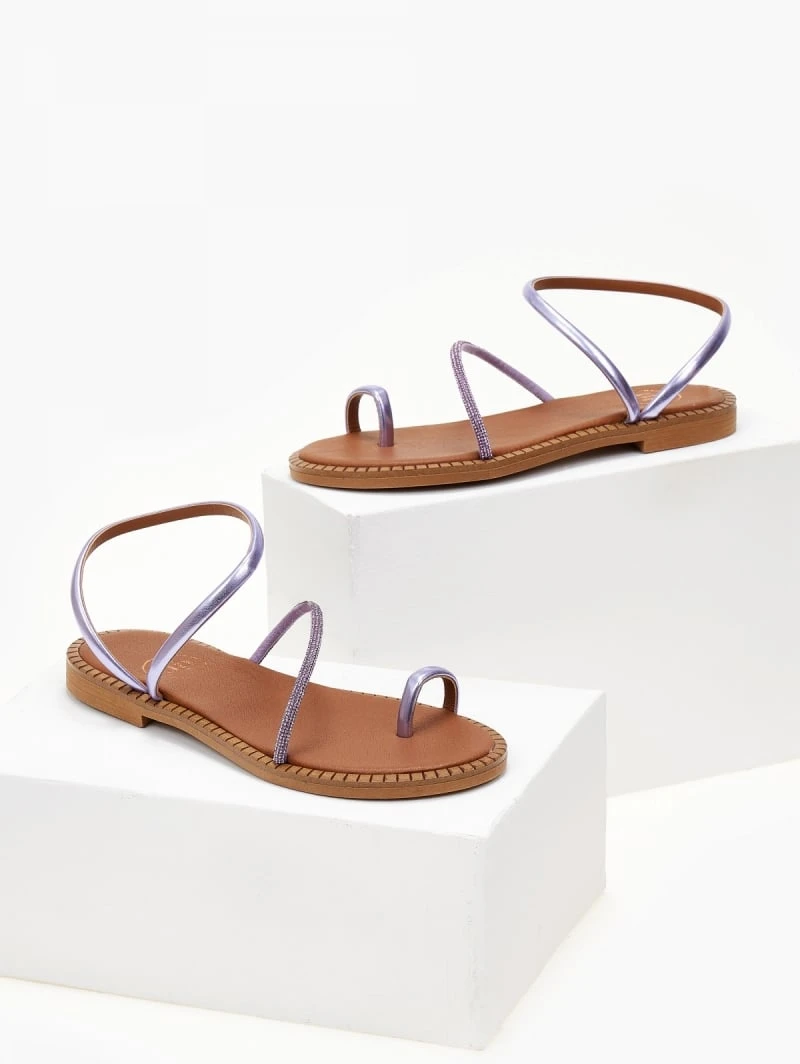 Σανδάλια δερμάτινα με περαστό λουράκι Tfp - Λιλά 3 Σανδάλια δερμάτινα με περαστό λουράκι Tfp - Λιλά